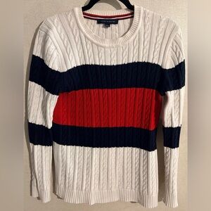 Tommy Hilfiger White, Red, and Blue Crew Neck Sweater